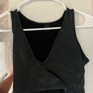 Black leather crop top